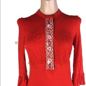 Free People Embroidered Top Shirt Size XS